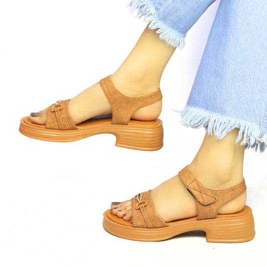 Block Heel Sandals - Tan