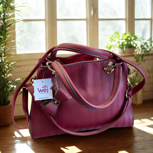 Maroon Bow Accent Handbag