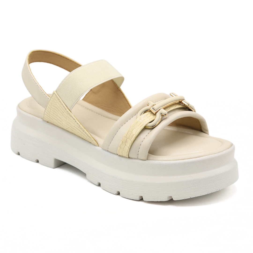 Buckle Strap Platform Sandals - Fawn