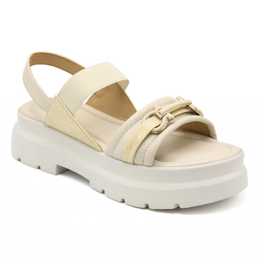 Buckle Strap Platform Sandals - Fawn
