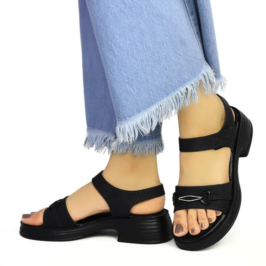 Black Block Heel Sandals