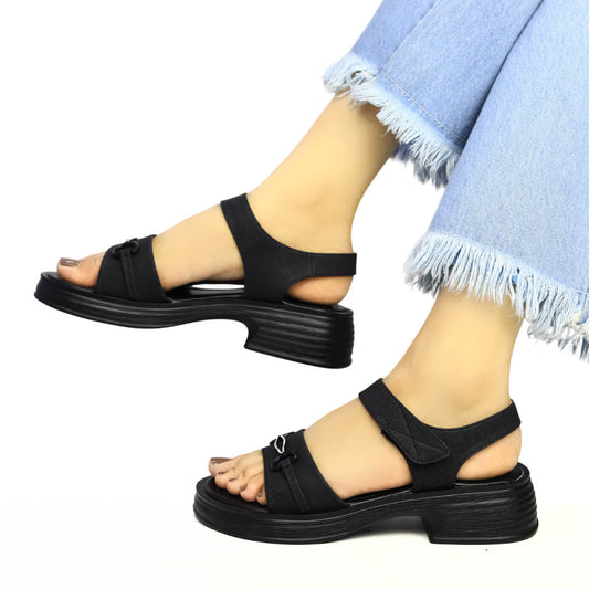 Block Heel Sandals - Black