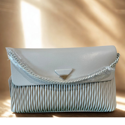 Soft White Pleated Handbag