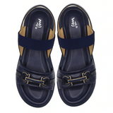 Buckle Strap Platform Sandals - Navy