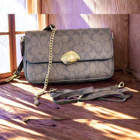 Brown Chain Strap Sling Bag