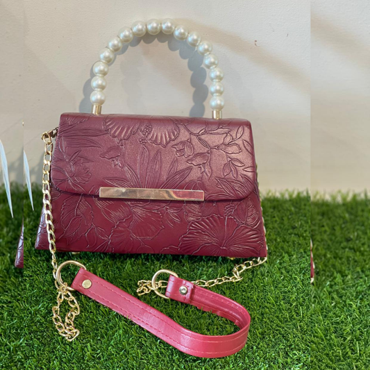 Burgundy Floral Handbag