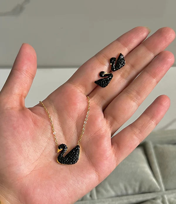 Stainless Swan Earring and Necklace Set