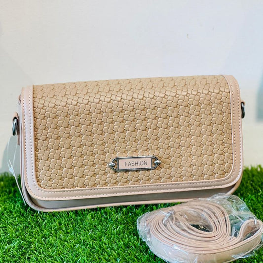 Beige Weave Shoulder Bag
