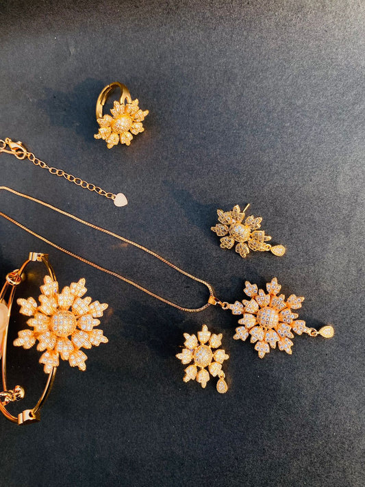 Elegant Gold Plated Zircon Stone Necklace Set