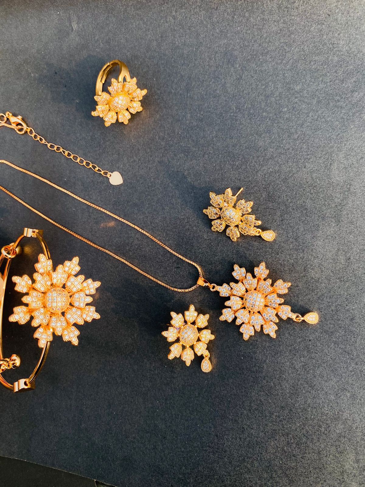Elegant Gold Plated Zircon Stone Necklace Set