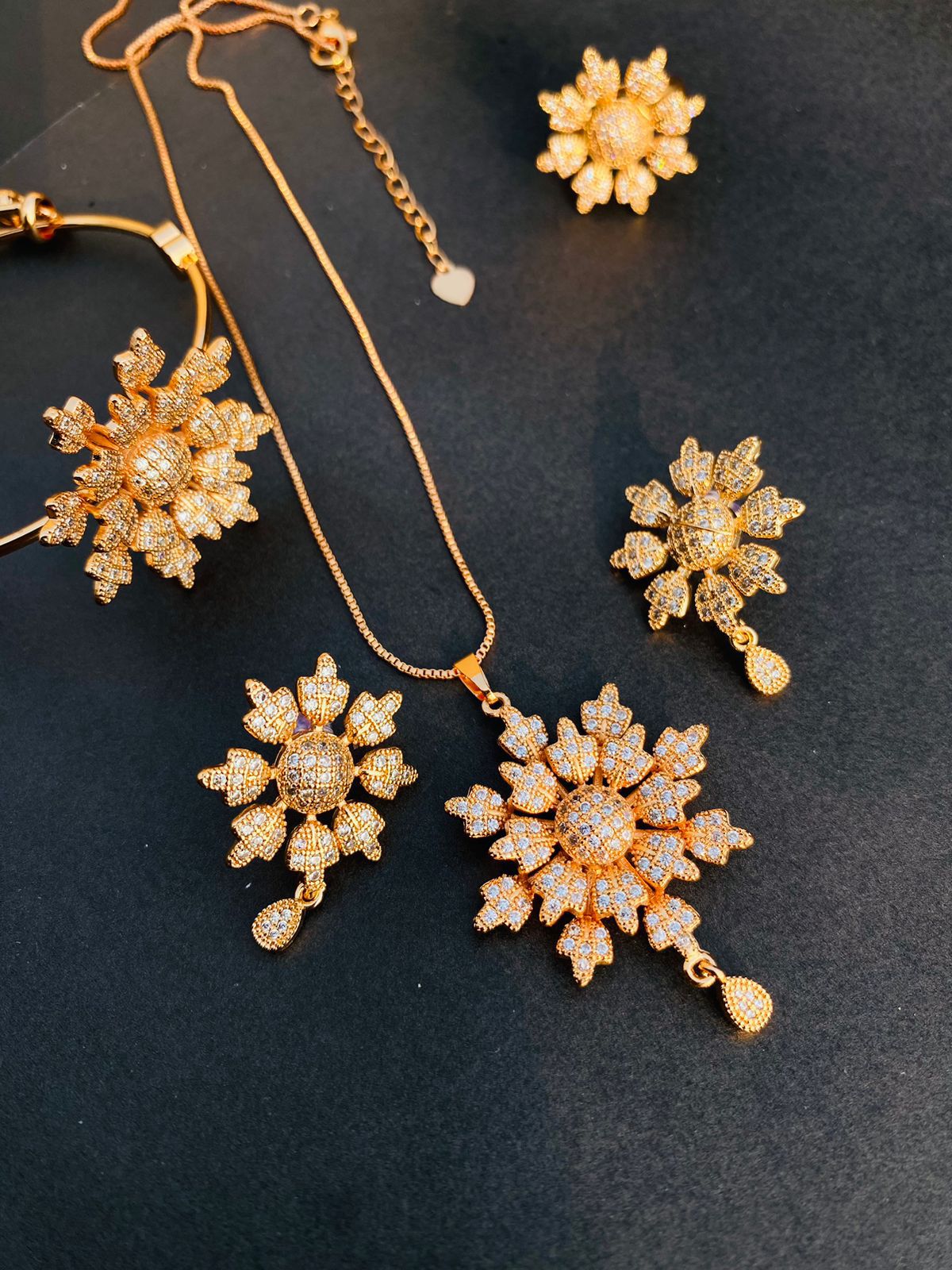 Elegant Gold Plated Zircon Stone Necklace Set