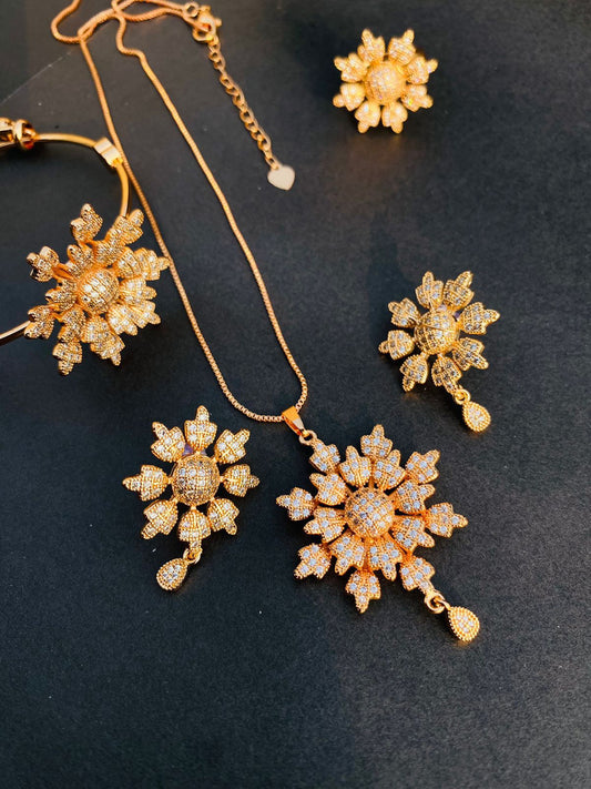 Elegant Gold Plated Zircon Stone Necklace Set