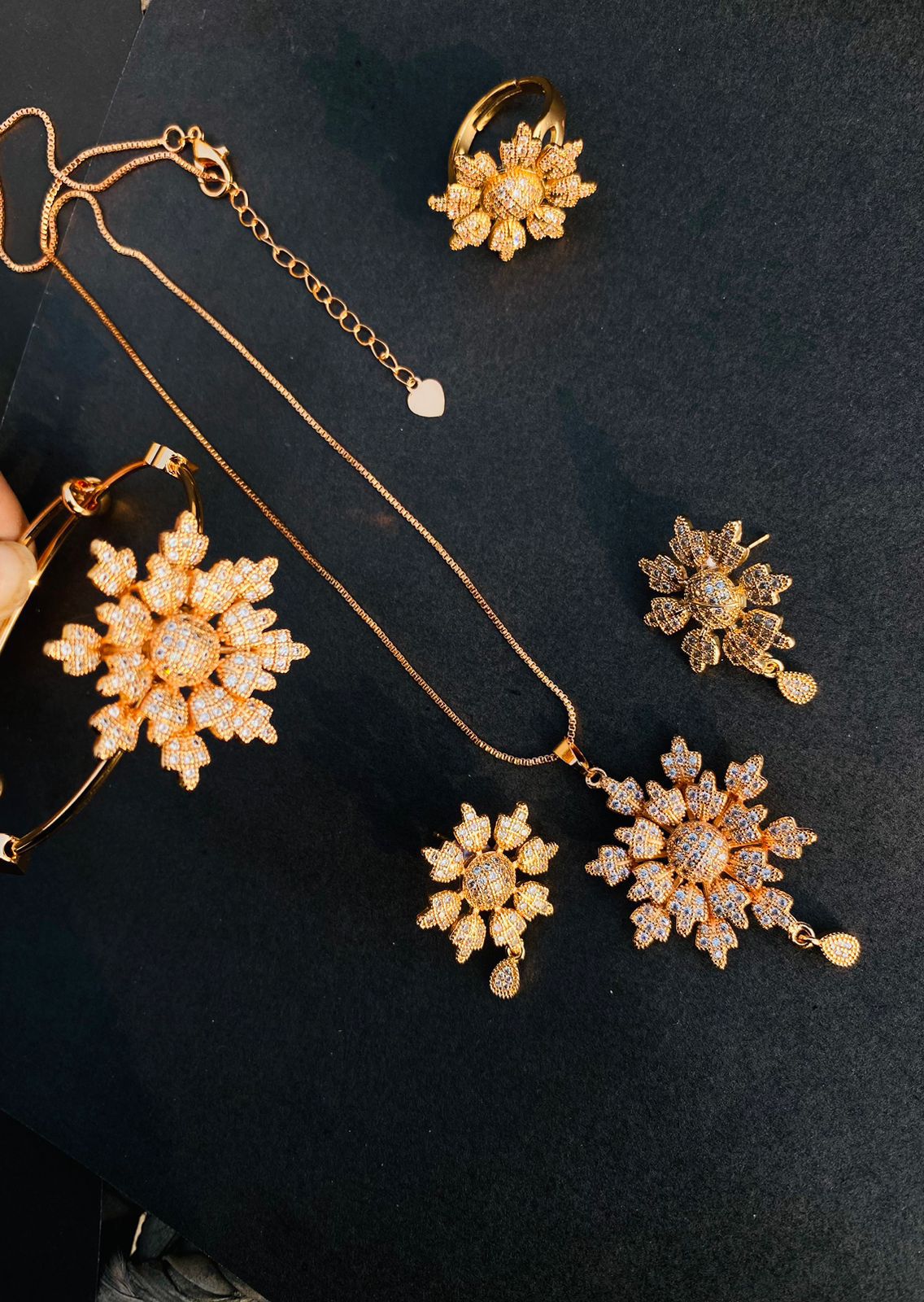 Elegant Gold Plated Zircon Stone Necklace Set