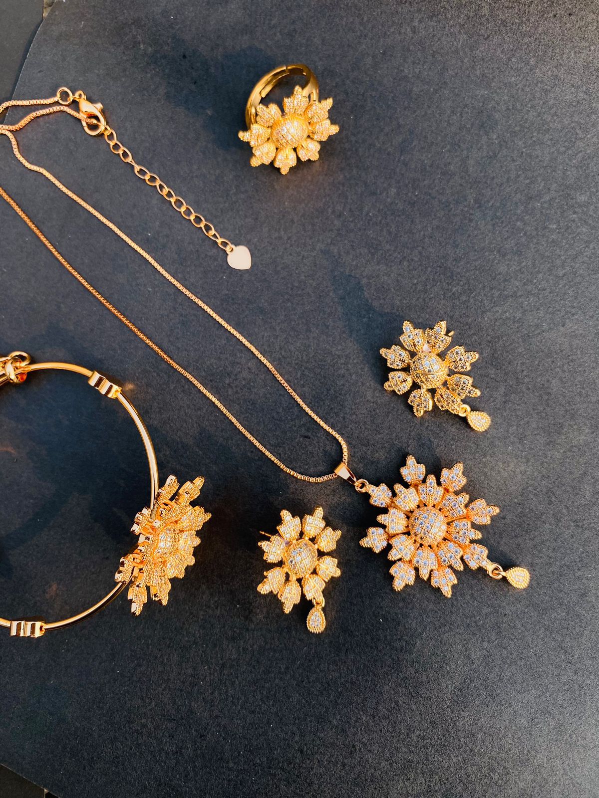 Elegant Gold Plated Zircon Stone Necklace Set