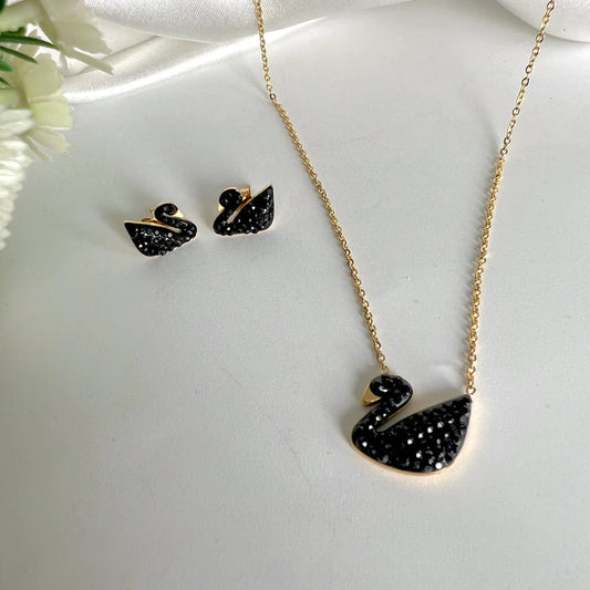 Stainless Swan Earring and Necklace Set